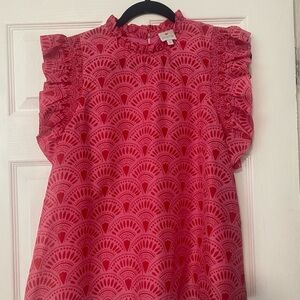 Elegant Pink Ruffled Women's Blouse